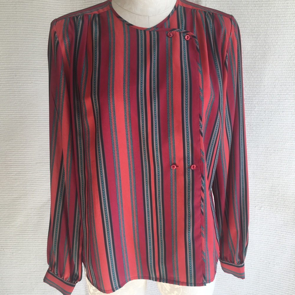 Vintage 70s Two Piece Dress Set Stripe Top & Skirt - Picture 8 of 8